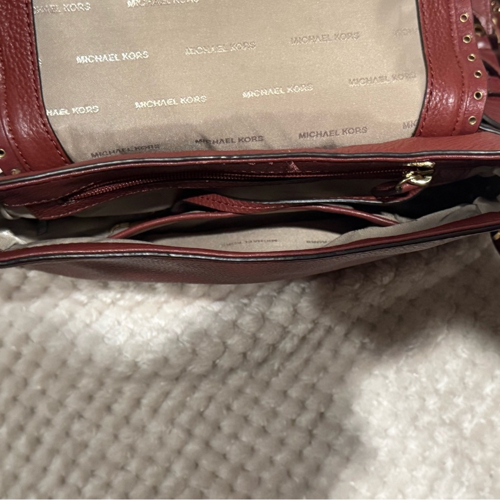 (USED) Michael Kors Rich Brown Crossbody Bag with Tassel - Picture 5 of 6
